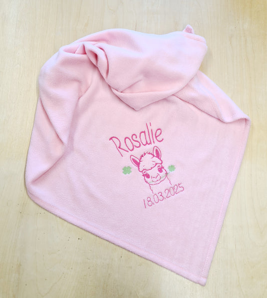 Babydecke / Kuscheldecke / Taufdecke mit Namen bestickt *Alpaka*