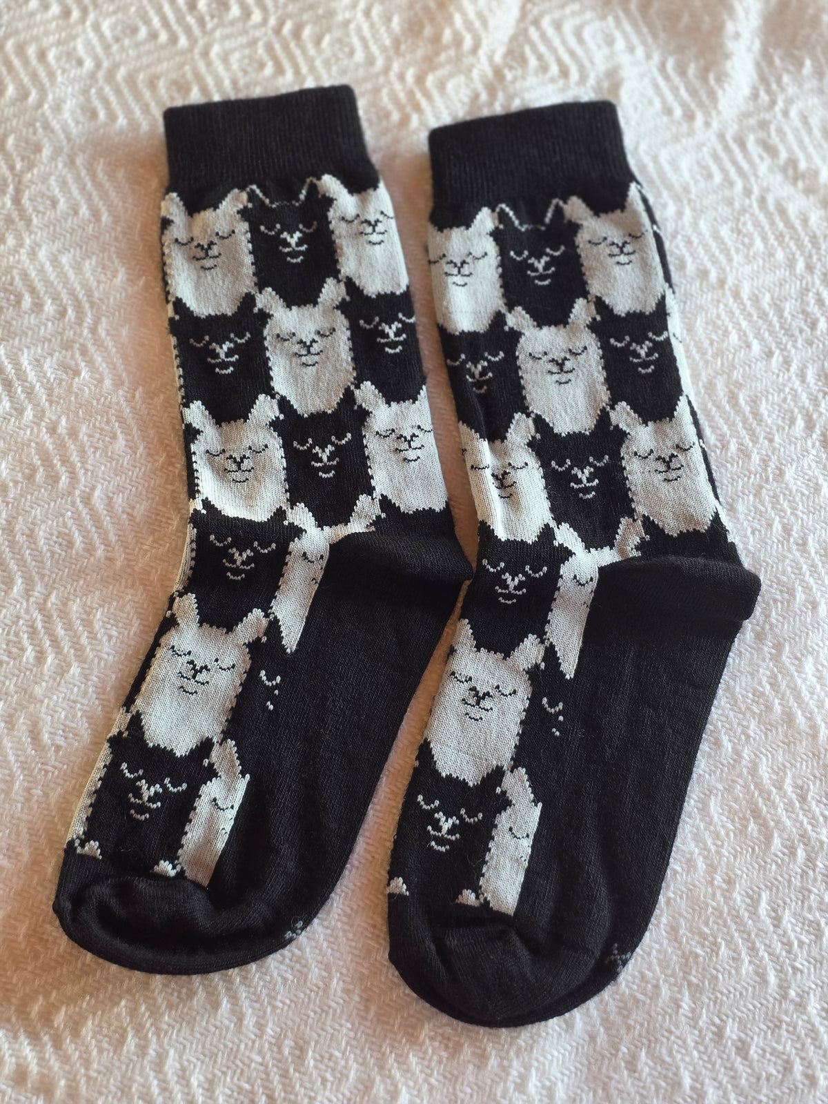 Socke aus Alpakawolle schwarz/weiß (1 Paar)