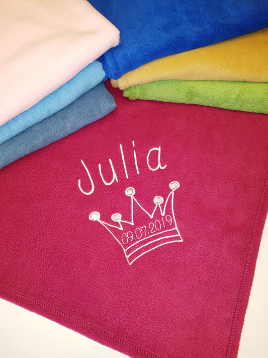 Babydecke / Kuscheldecke / Taufdecke mit Namen bestickt *Krone*