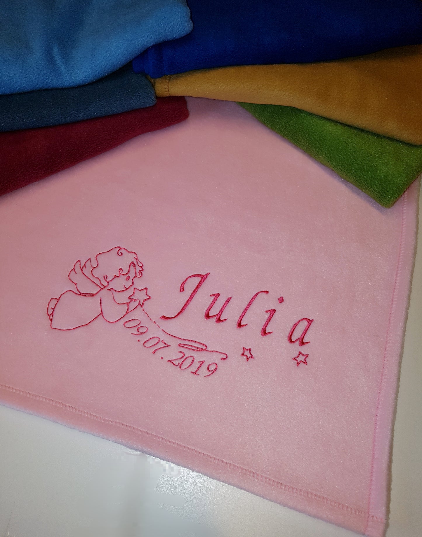 Babydecke / Kuscheldecke / Taufdecke mit Namen bestickt *Engel*