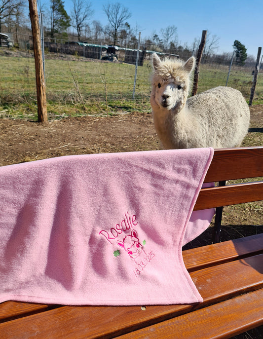 Babydecke / Kuscheldecke / Taufdecke mit Namen bestickt *Alpaka*