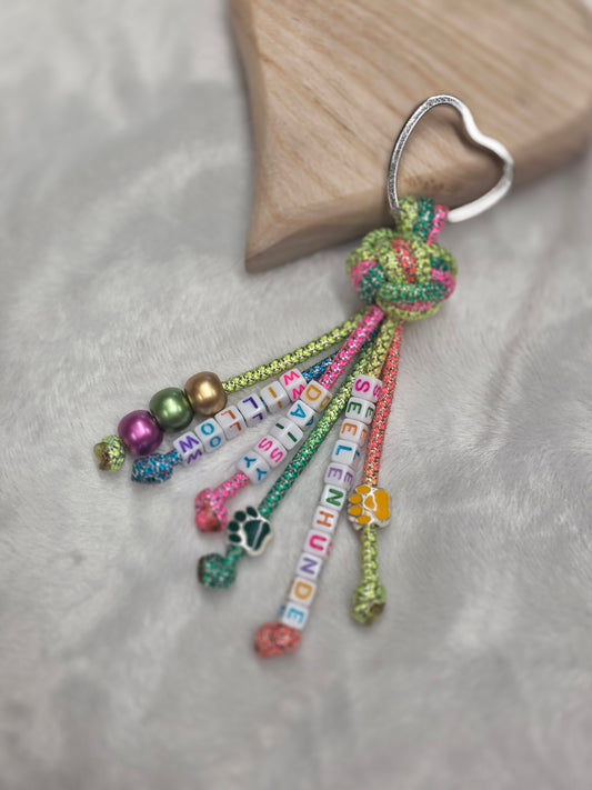 Schlüsselanhänger personalisierbar - Glitzerkollektion silber Rainbow