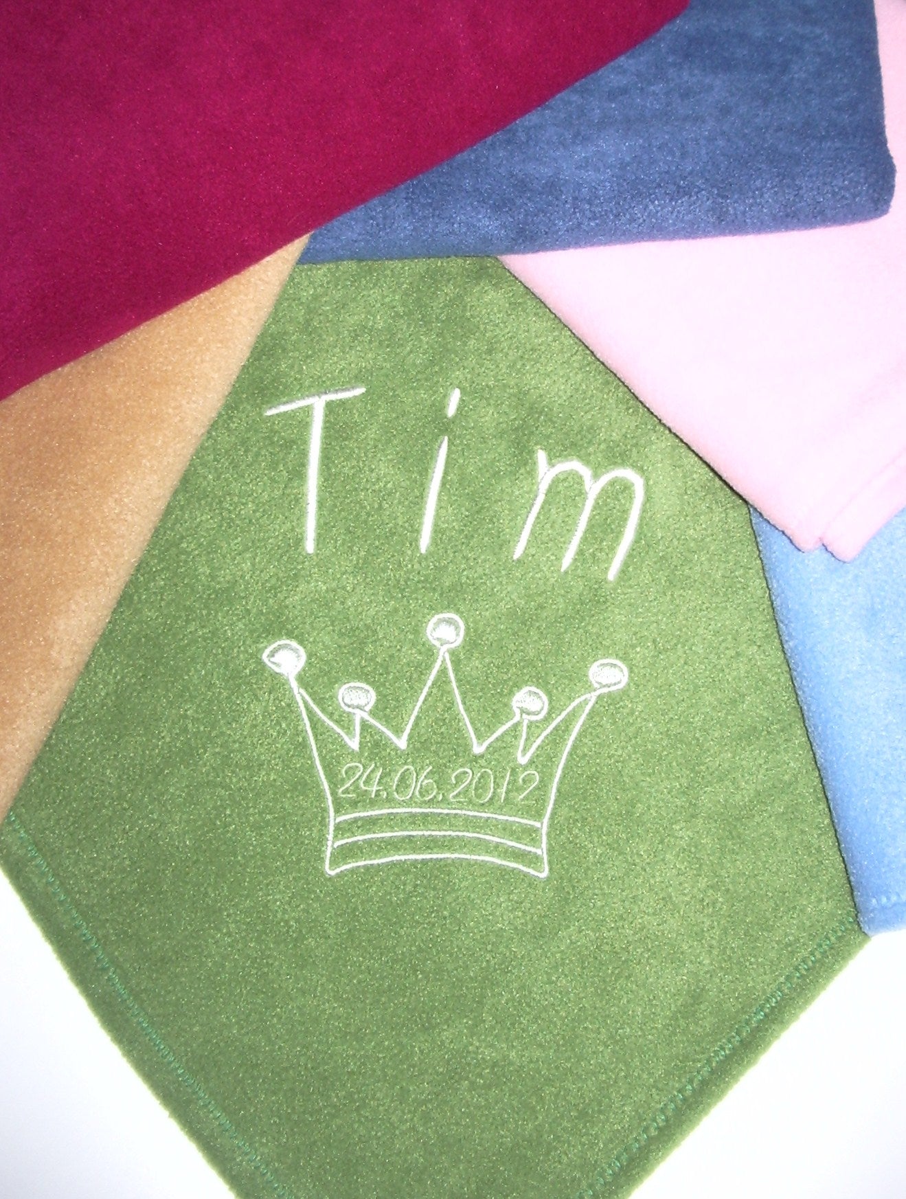 Babydecke / Kuscheldecke / Taufdecke mit Namen bestickt *Krone*