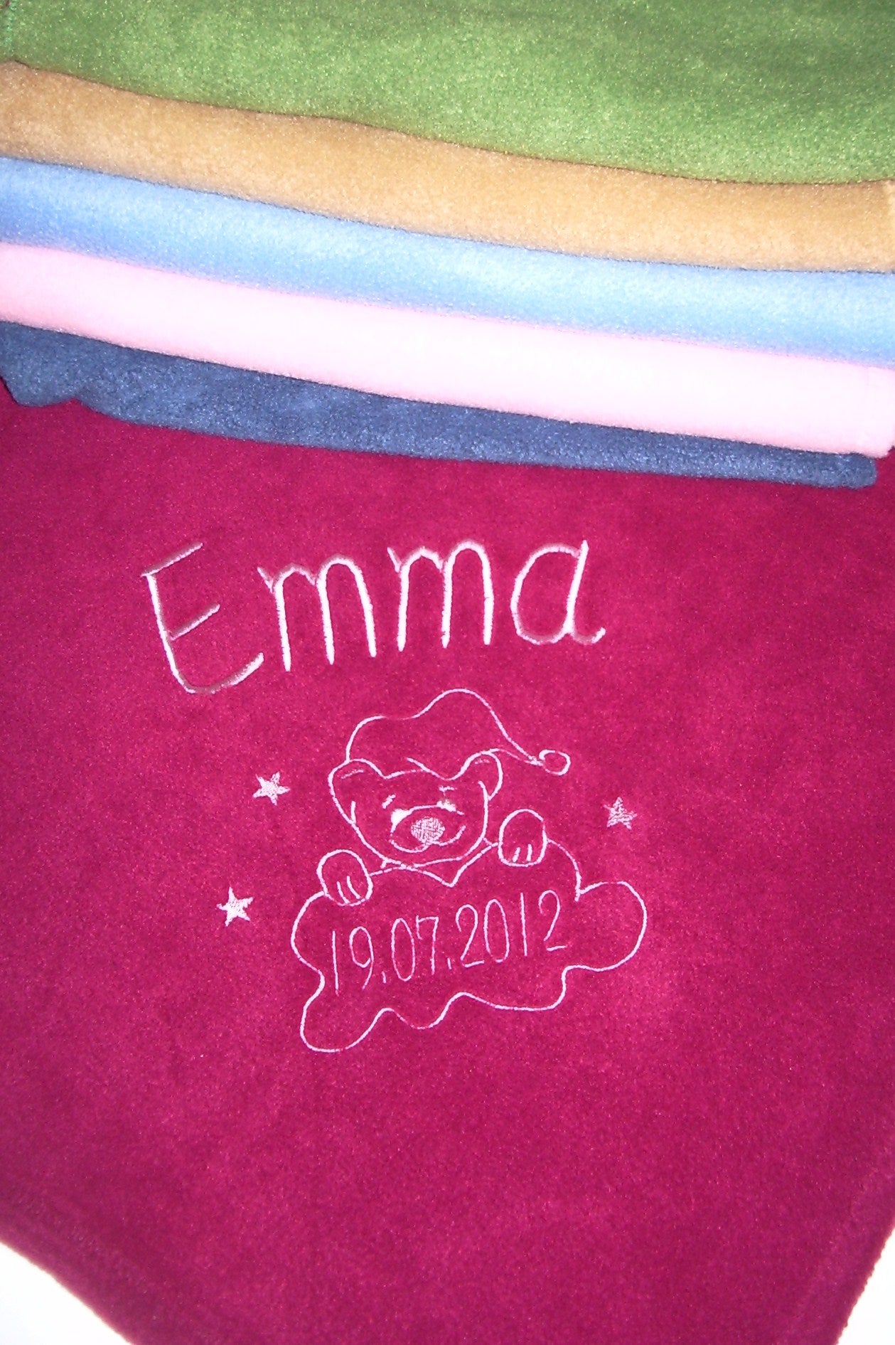 Babydecke / Kuscheldecke / Taufdecke mit Namen bestickt *Teddy*